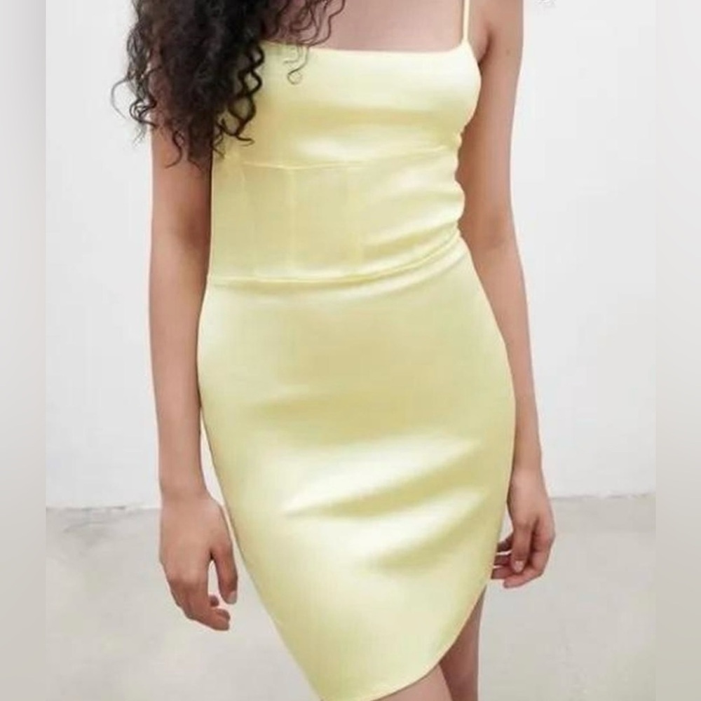 ZARA Pastel Yellow Corset Bodycon Dress Size JM